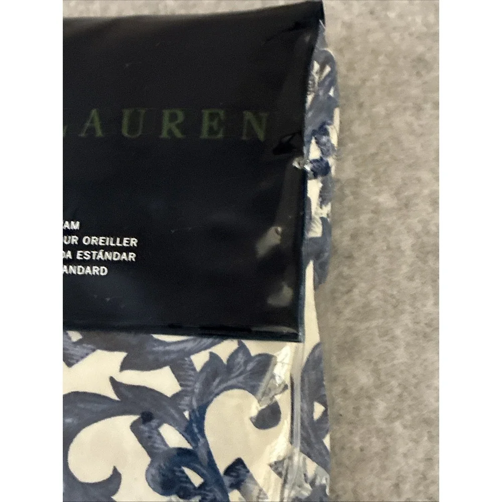 Ralph Lauren Dorsey Standard Sham Set of 2 New Blue White Porcelain Lotus Pair